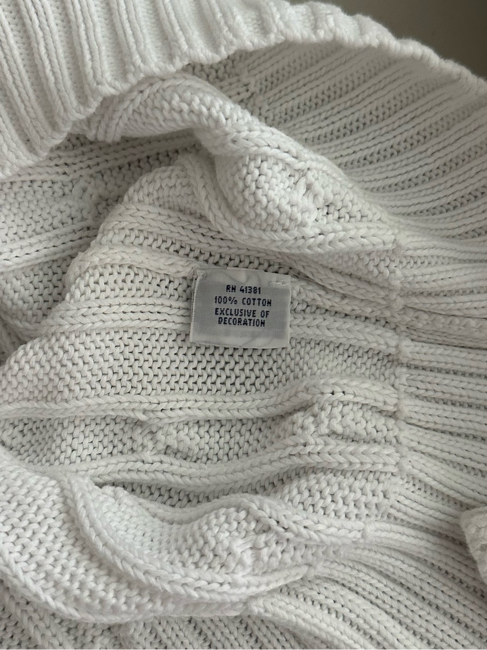 Polo Ralph Lauren White Cable Knit Cotton Crewneck Sweater Medium Preppy Classic - Picture 5 of 8